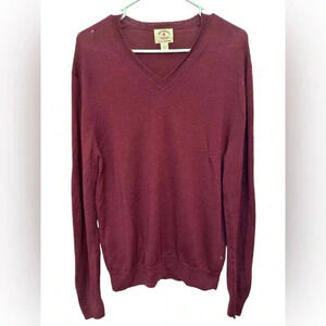 Vintage Brooks Brothers burgundy vneck merino wool sweater